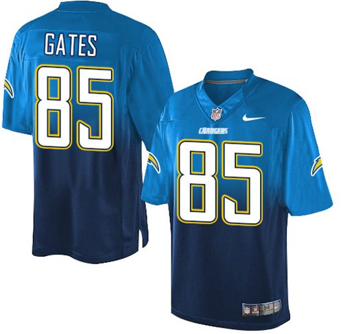 Nike Chargers #85 Antonio Gates Electric Blue/Navy Blue Men's Stitched NFL Elite Fadeaway Fashion Jersey